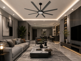 90 Inch 8 Blade Wind lamp ceiling fan remote Controlled - Grey