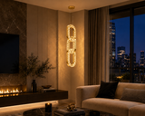 Led Gold Crystal Chain Hanging Pendant Ceiling Light