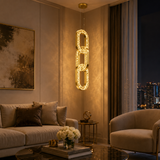 Led Gold Crystal Chain Hanging Pendant Ceiling Light