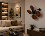BLACK WOOD FINNISH WALL FAN  WITH NATURAL DARK WOODEN BLADE