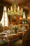 8 LIGHT Green GLASS ITALIAN CHANDELIER LIGHT FOR DINING HALL