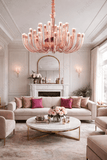 16 ARM Rose Gold GLASS Spanish CHANDELIER CEILING LIGHTS HANGING LAMP - WARM WHITE