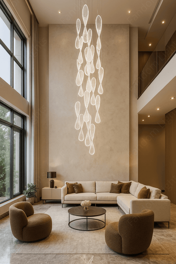 20-LIGHT LED Modern DOUBLE HEIGHT STAIR CHANDELIER - WARM WHITE