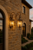 Outdoor Wall Light Fixture Antique Exterior Wall Waterproof Lights Glass Shade - Warm White