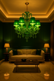 8 LIGHT Green GLASS ITALIAN CHANDELIER LIGHT FOR DINING HALL