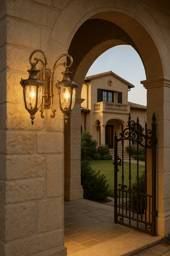 Outdoor Wall Light Fixture Antique Exterior Wall Waterproof Lights Glass Shade - Warm White