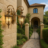 Outdoor Wall Light Fixture Antique Exterior Wall Waterproof Lights Glass Shade - Warm White