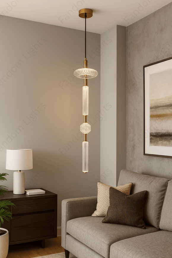 Clear Glass Brass Gold Pendant Hanging Light - Warm White