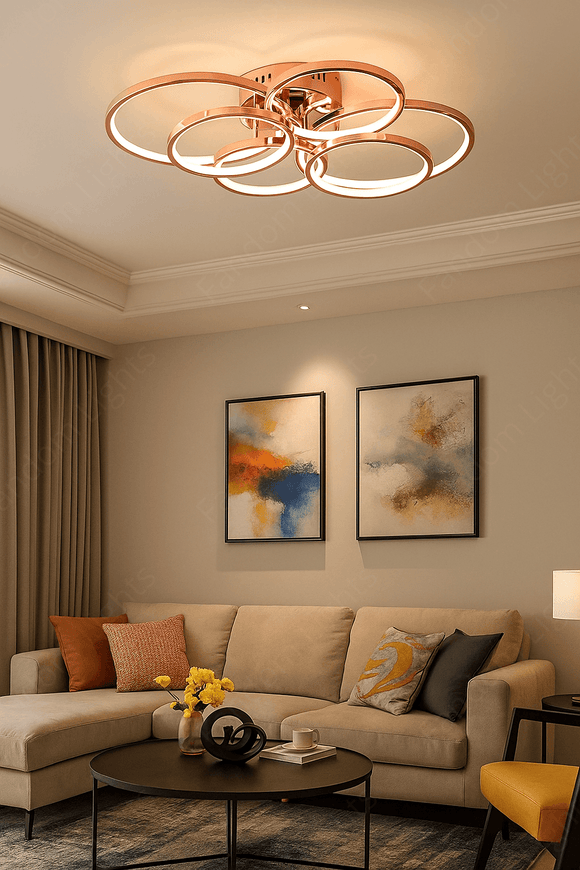 6 Light Rose Gold Body Modern LED Chandelier for Dining Living Room Lamp
