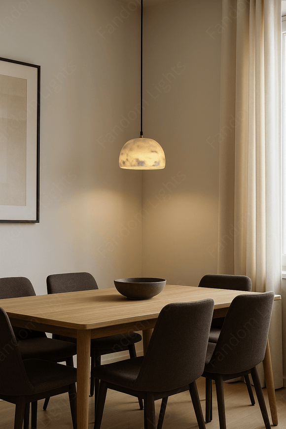 led Gold White Stone Hanging Pendant Ceiling Light - Warm White