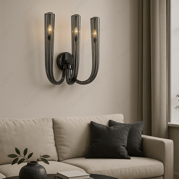 LED 3 Arm Smoke Wall Light Living Dining Light - Warm White