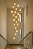 20-LIGHT LED Stone DOUBLE HEIGHT STAIR CHANDELIER - WARM WHITE