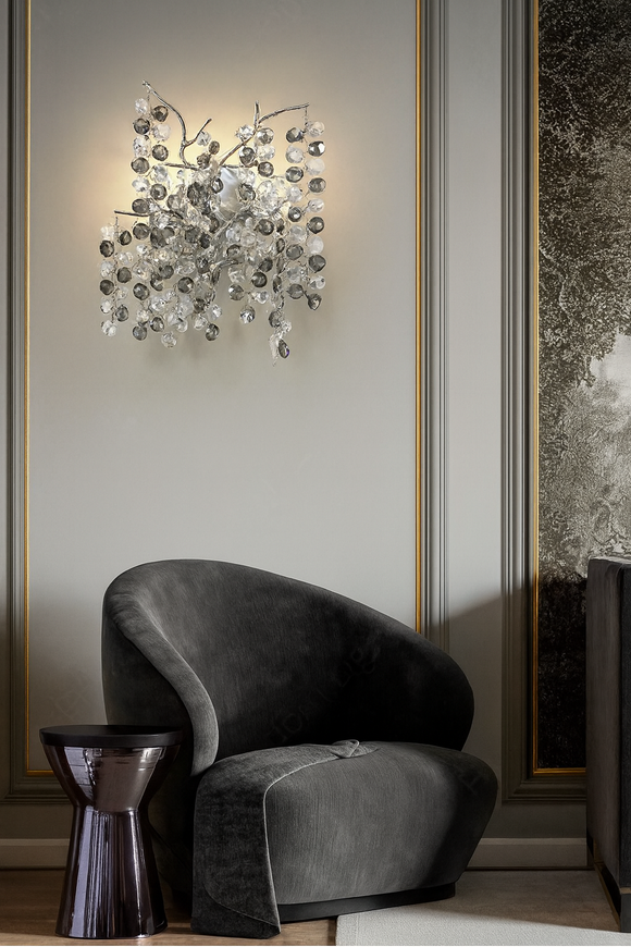 Led Glass Waterdrop Crystal Chrome Metal Wall Light for Dining Living Room