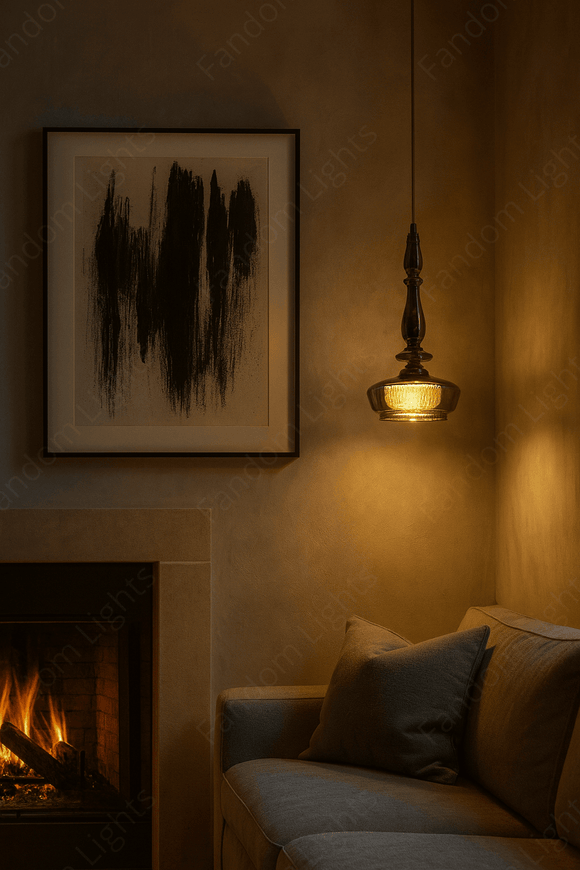 Smoke Glass Black Pendant Hanging Light - Warm White