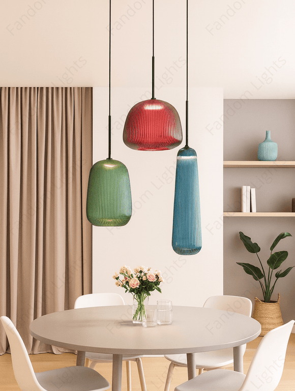 3 Light Color Glass Pendant Ceiling Hanging Light - Warm White