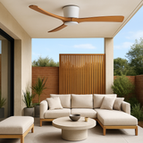52 INCH HUGGER WIND LEAF CEILING FAN - WHITE WOODEN