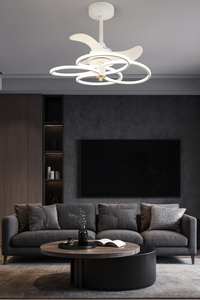 24 Inch White Profile Ceiling Light with Fan LED Chandelier
