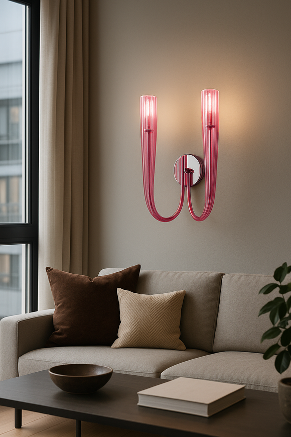 2 Arm Rose GLASS CRYSTAL WALL LIGHT FOR DINING LIVING ROOM