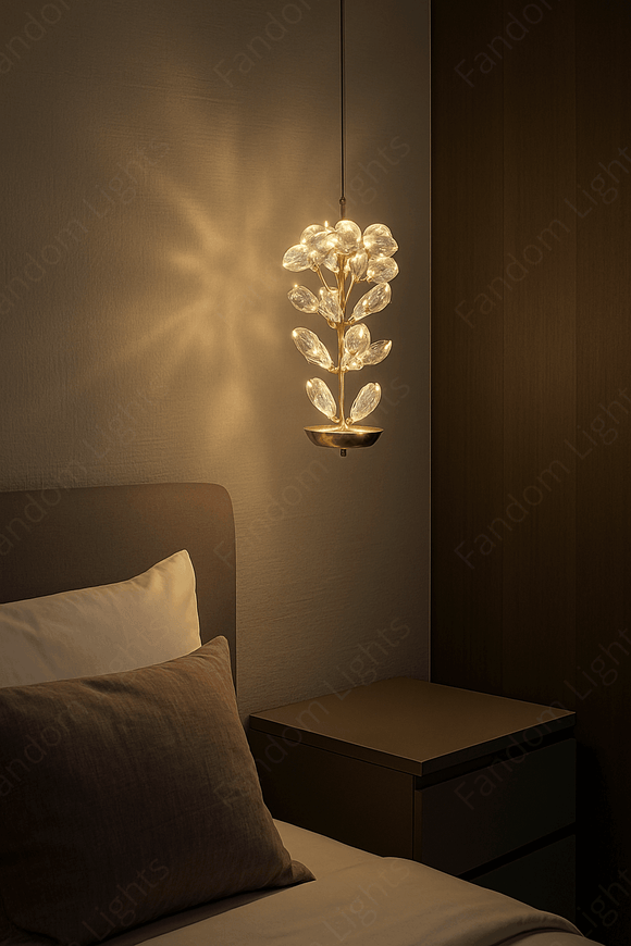led Gold K9 Crystal Pendant Light Bedside Hanging Light - Warm White