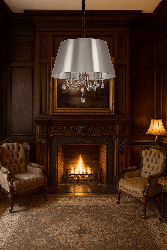 500 MM Chrome Italian With Shade Chandelier for Living Dining Room Light- Warm White