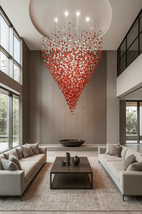 Meteoroid Chandelier Double Height - Ruby  Color