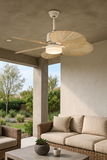 52 INCH WIND WOODEN PALM LEAF CEILING FAN REMOTE CONTROLLED WITH LIGHT