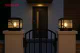 350MM Led Modern Pillar Light Black Metal Gate Lamp E27 Lantern Post - Warm White