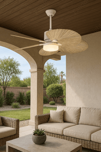 52 INCH WIND WOODEN PALM LEAF CEILING FAN REMOTE CONTROLLED WITH LIGHT