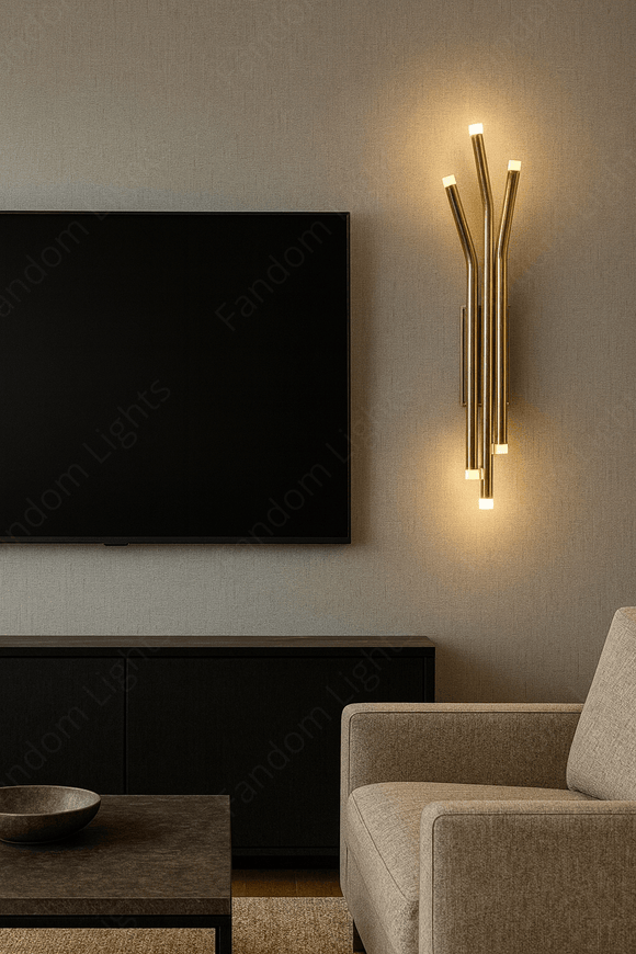 LED Glossy Gold Wall Light Living Dining Light - Warm White