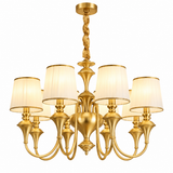 8 Light Frost Shade Brass Italian Chandelier Light for Dining Hall - Warm White