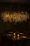 1600MM Long Golden Vine Leaf Crystal Chandelier Ceiling Lights Hanging for Living and Dining Room