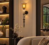 Smoke Glass Vintage Black Wall Light Living Dining Bedside Light