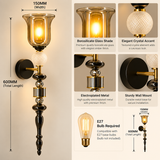 Smoke Glass Vintage Black Wall Light Living Dining Bedside Light