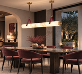 1200MM Faux Marble Leather LED Light Chandelier Lighting