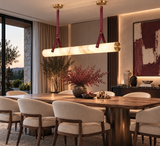 1200MM Faux Marble Leather LED Light Chandelier Lighting