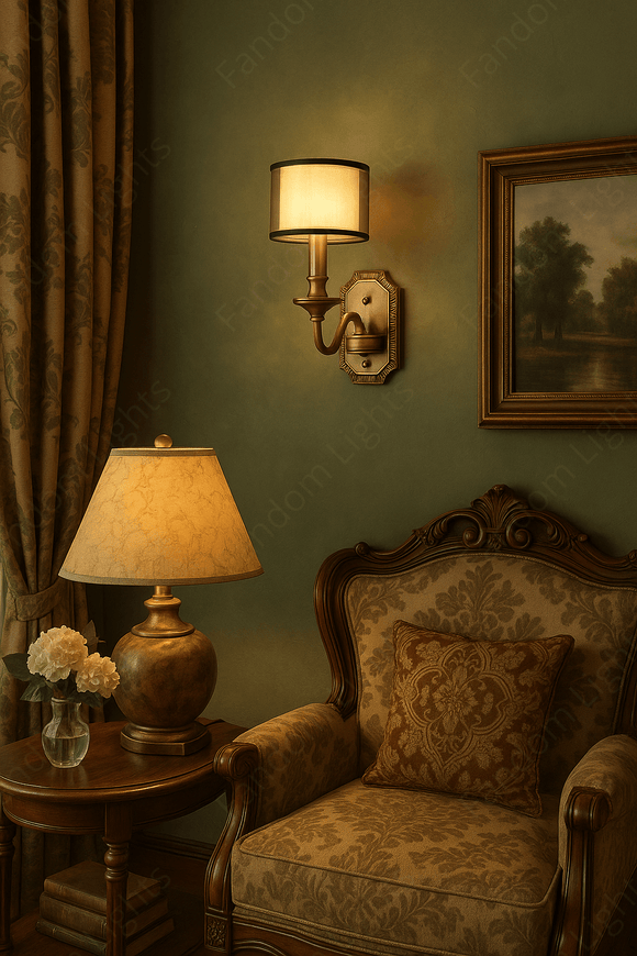 1 Light Vintage Brass Wall Light for Living Room Drawing Room Bedroom - Warm White