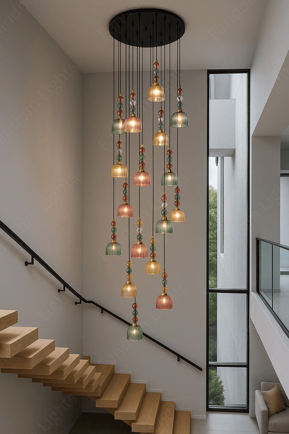 18-LIGHT LED DOUBLE HEIGHT STAIR CHANDELIER - WARM WHITE