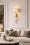 Wall Lamp Electroplated Brushed Brass Fabric Shade