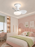 22 Inch White Low Profile Ceiling Light with Fan LED Chandelier