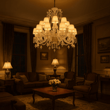 24 LIGHT SHADE CLEAR GLASS ITALIAN CHANDELIER