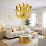 12 LIGHT SHADE Gold ITALIAN CHANDELIER CEILING LIGHTS HANGING