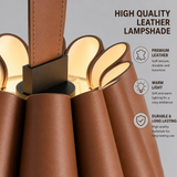 TAN LEATHER BELT CHANDELIER HANGING LAMP
