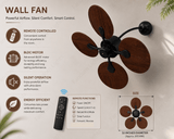 BLACK WOOD FINNISH WALL FAN  WITH NATURAL DARK WOODEN BLADE