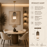 Frost Tint Glass Pendant Light for Bedside Hanging Light