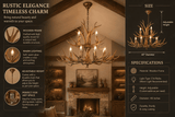 12 LIGHT Wooden Antler CHANDELIER LIGHT FOR DINING HALL