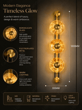 1000MM LED Modern Amber Glass Electroplated Gold Wall Art Light