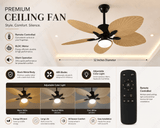 52 INCH WIND WOODEN PALM LEAF CEILING FAN REMOTE CONTROLLED WITH LIGHT