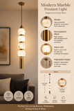 led Gold White Stone Hanging Pendant Ceiling Light