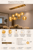 8 LIGHT Gold Amber GLASS CHANDELIER CEILING LIGHTS HANGING