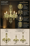 8 LIGHT Green GLASS ITALIAN CHANDELIER LIGHT FOR DINING HALL